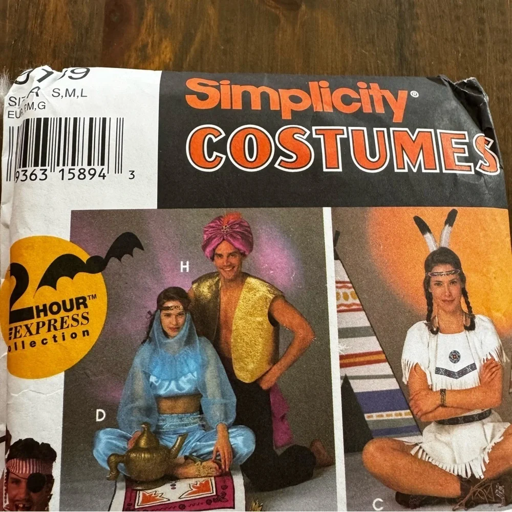 9169 UNCUT Simplicity Pattern Halloween Costume Pirate Genie Witch Indian Angel